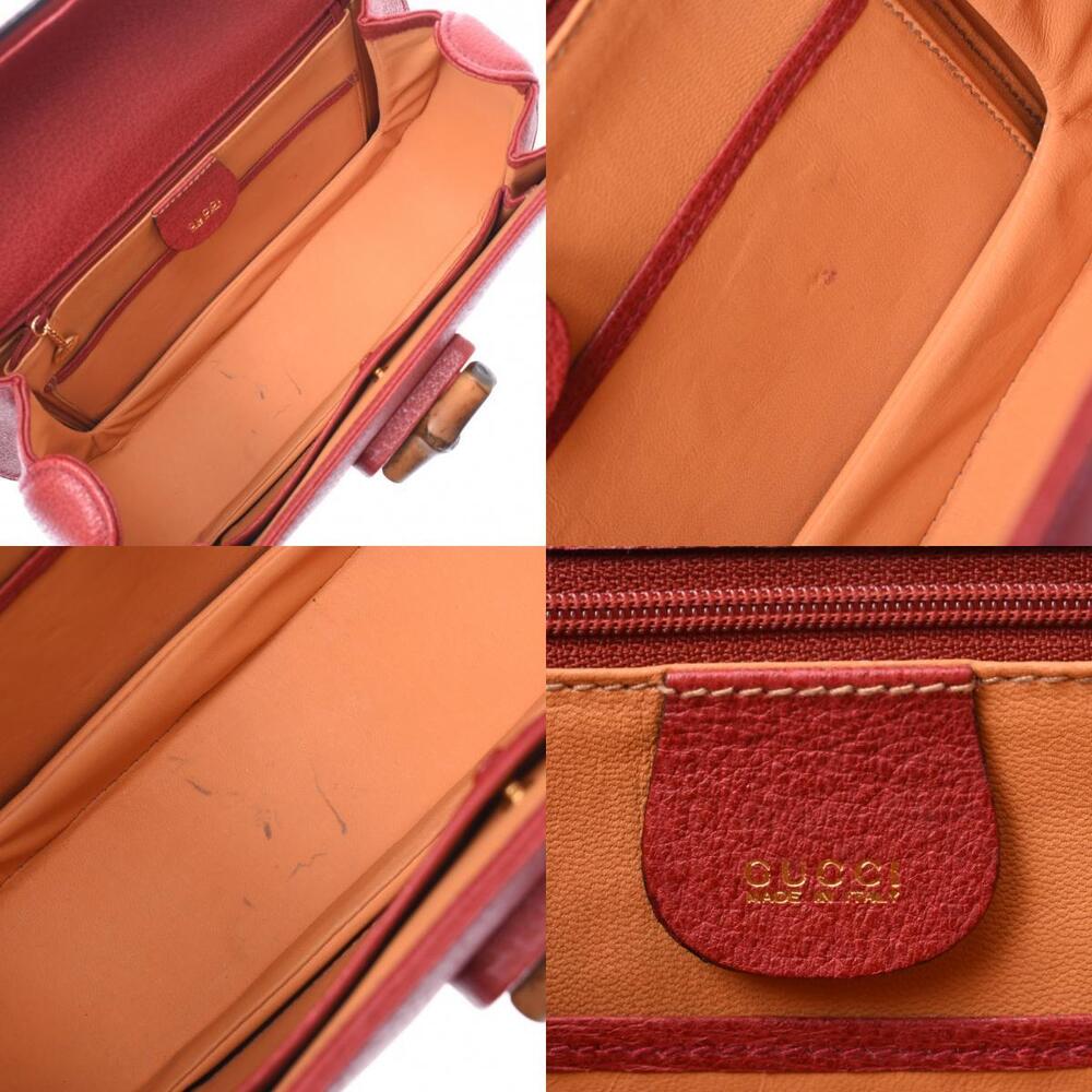 Gucci Bag Handbag Handle Bamboo Pigskin Red Top - Picture 11 of 11